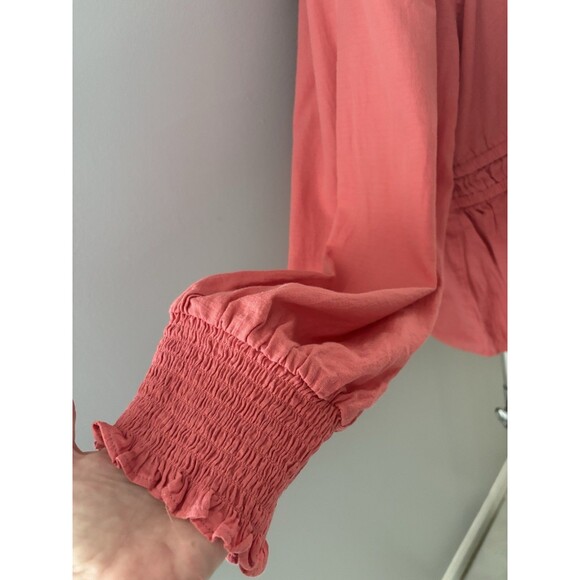 Ava and Viv Top Size 1X Coral Milkmaid Babydoll Cottagecore Boho Adj Waist - Picture 3 of 16